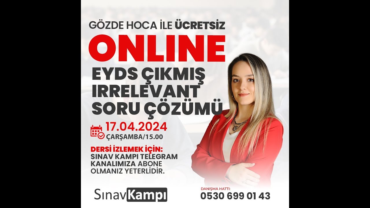 E-YDS ÇIKMIŞ IRRELEVANT SORU ÇÖZÜM DERSİ I GÖZDE HOCA