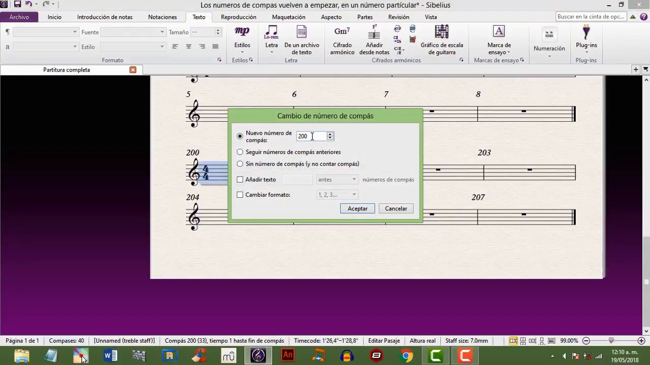 INDEPENDIZA LOS  NÚMEROS DE COMPÁS  EN SIBELIUS