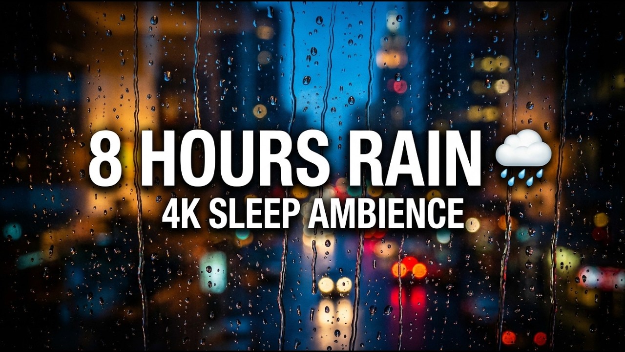 8 Saat Yağmur Sesi 🌧️ | 4K Yağmurlu Pencere & Gece Şehir Işıkları (Uyku & Odaklanma)