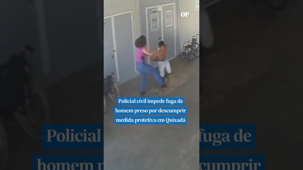 Sozinha, policial civil agarra, derruba e segura preso que tentava fugir de UPA no Cear&aacute; #shorts