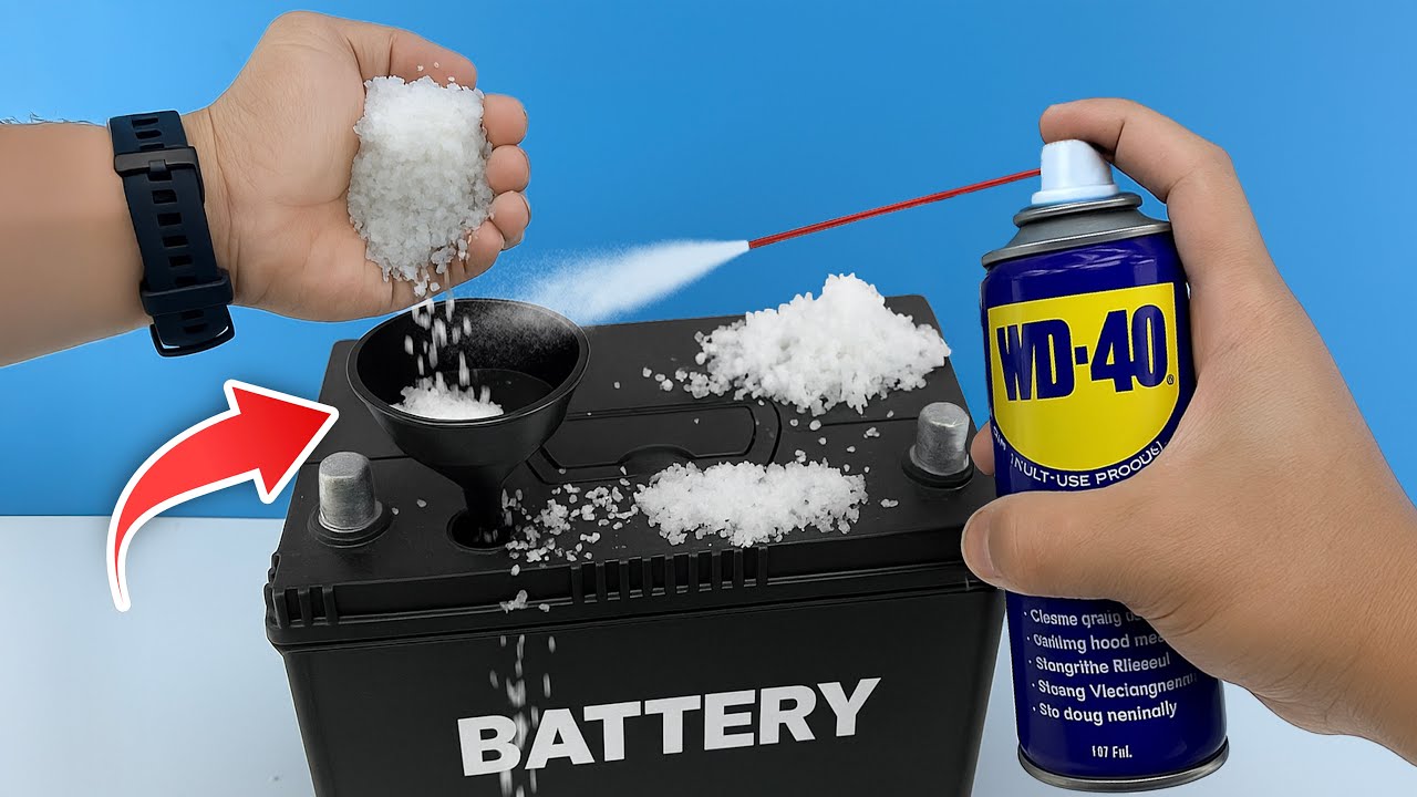 Возьмите обычный WD 40 и восстановите старый аккумулятор как новый за 1 минуту!