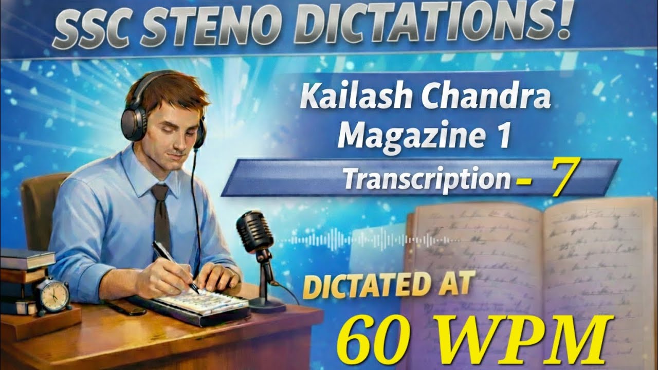 Kailash Chandra Transcription 7 | 60 WPM Dictation | SSC Stenographer Skill Test 2026 👉🔛🔛
