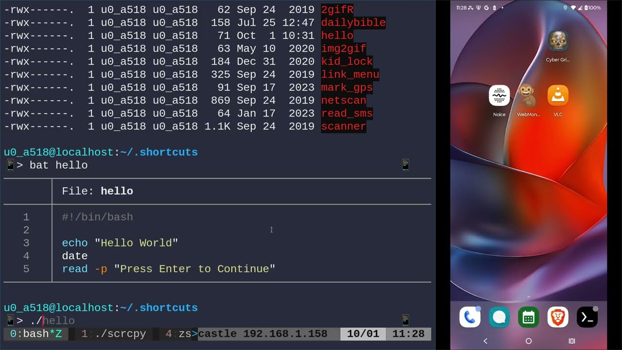 Запуск скриптов оболочки Termux с главного экрана