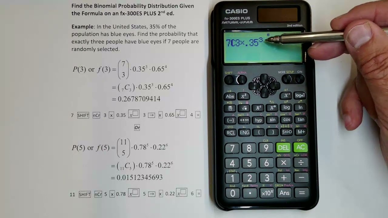 Probability from a Binomial Probability Distribution Given Formula on a Casio fx-300ES PLUS 2nd ed