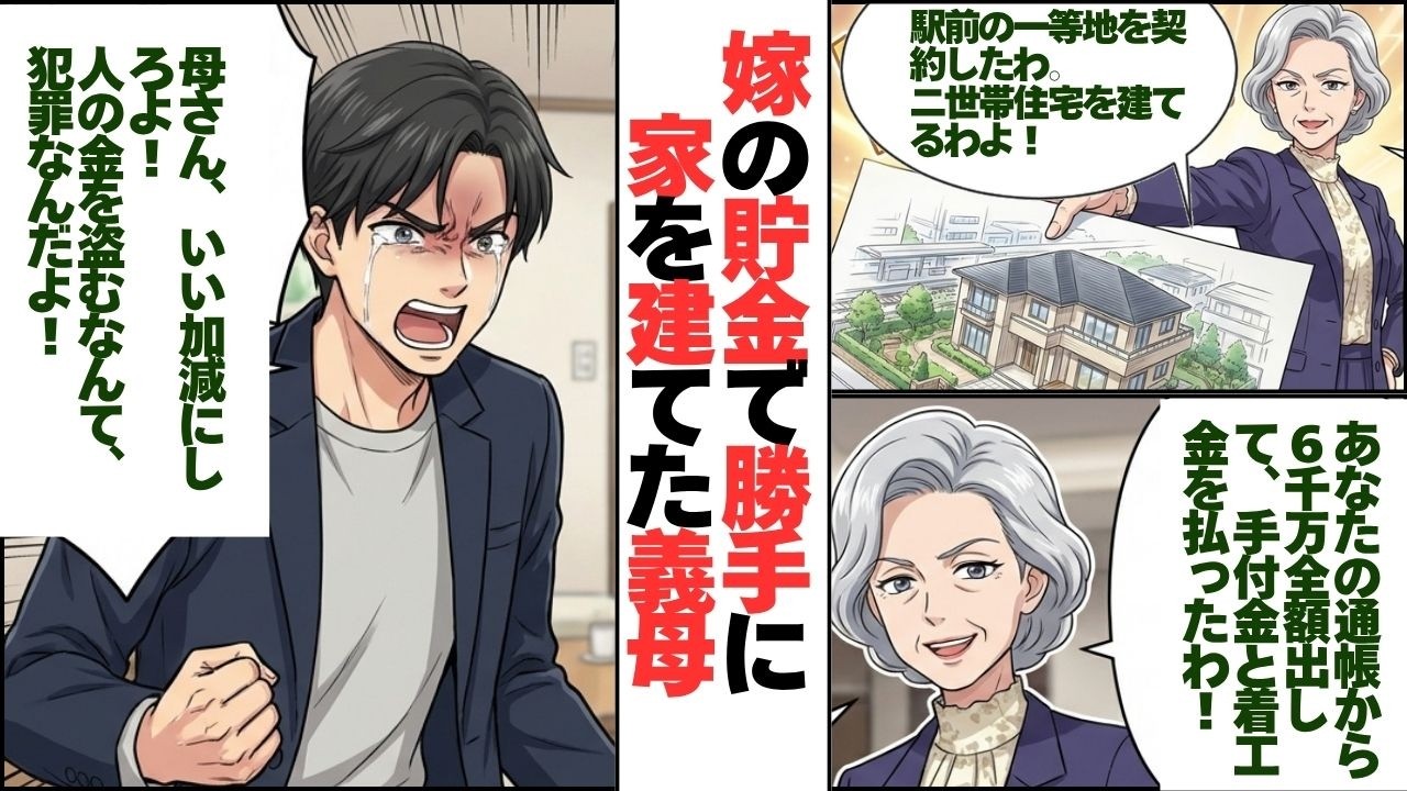【スカッと】病気で寝込む私の通帳を盗んだ義母。勝手に6000万の家を契約した結果→双子妊娠中の私に手を出した代償は、想像を絶するものだった…