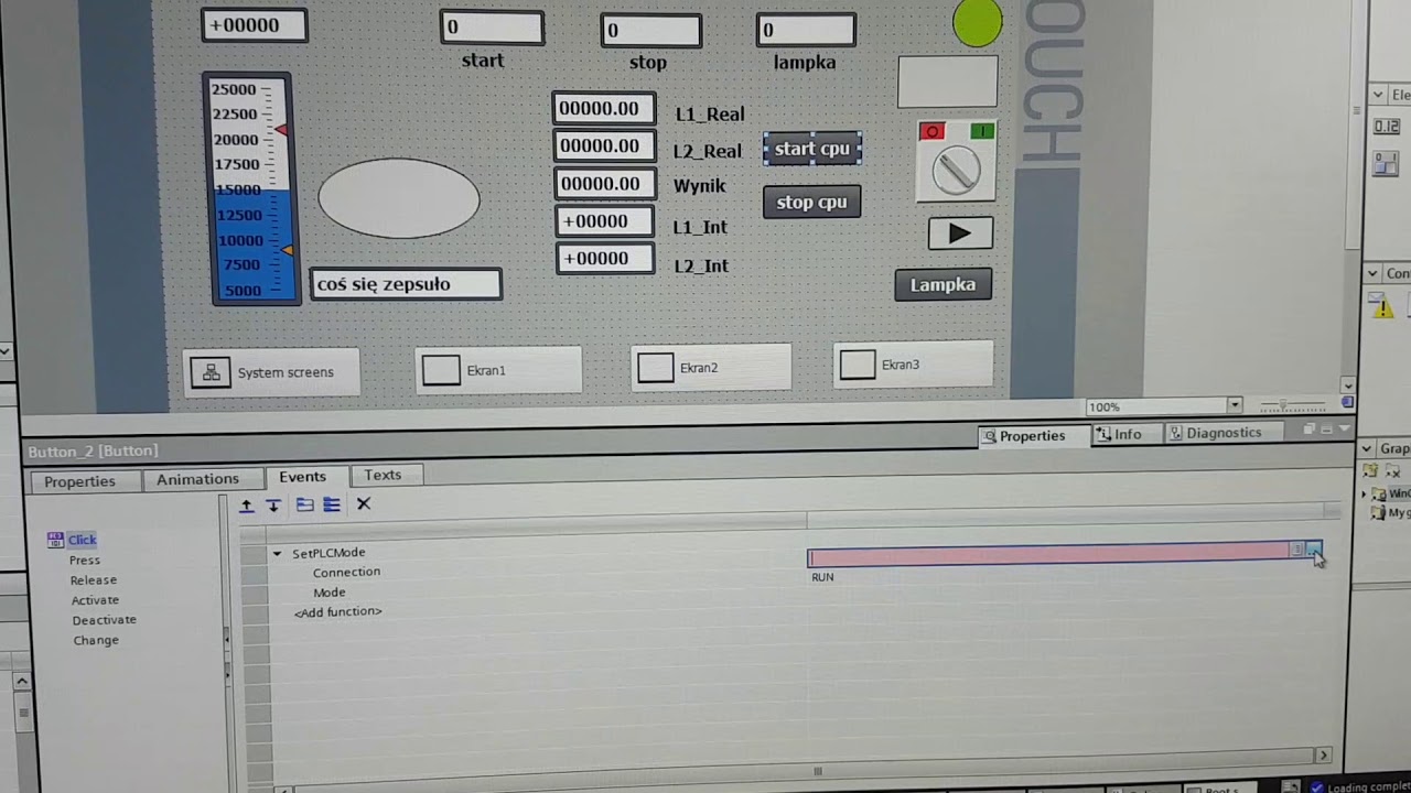 Przycisk start, stop plc z Hmi - szkolenie zaawansowane s7-1200 w Emt-systems
