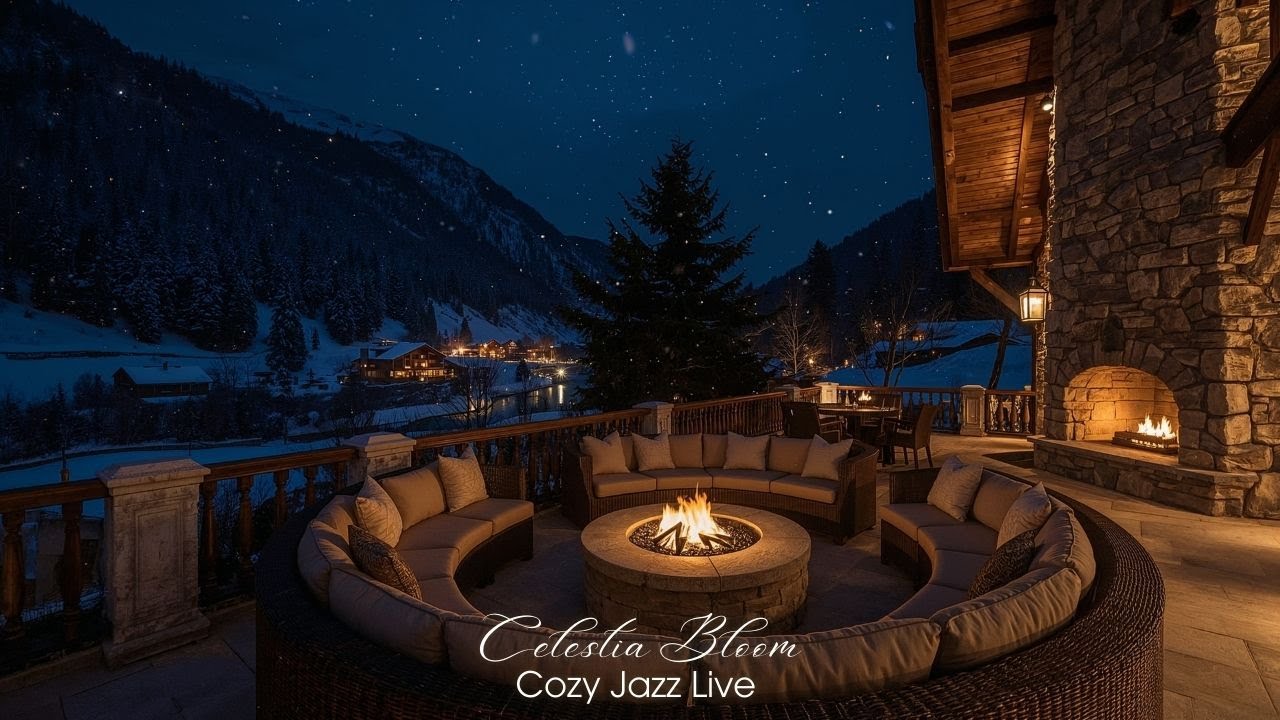 Late Night Cozy Jazz LIVE 24/7 🌙🔥 | Fireplace Sounds, Soft Jazz & Snowy Night Ambience