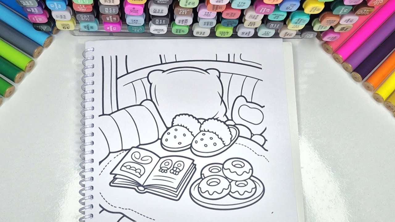 ASMR Color With Me | Super Cozy Bedtime Coloring Book for Relaxation | Cute Rainy Night Vibes