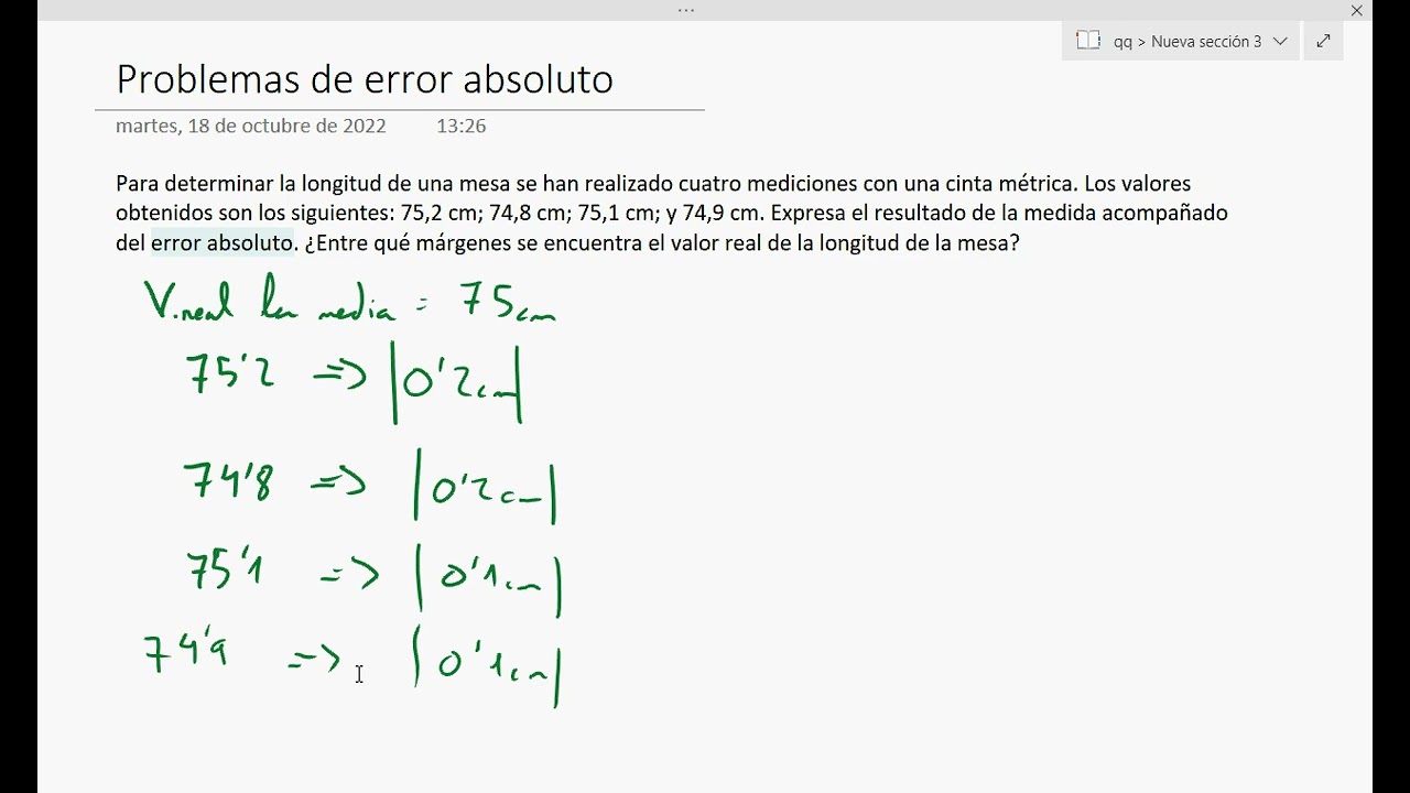 Explicaci&oacute;n de problemas de error absoluto y relativo