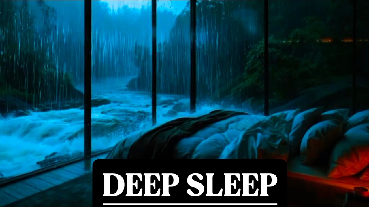 Falling Asleep to Heavy Rain by the River 🌧️ ASMR Sleep Sounds