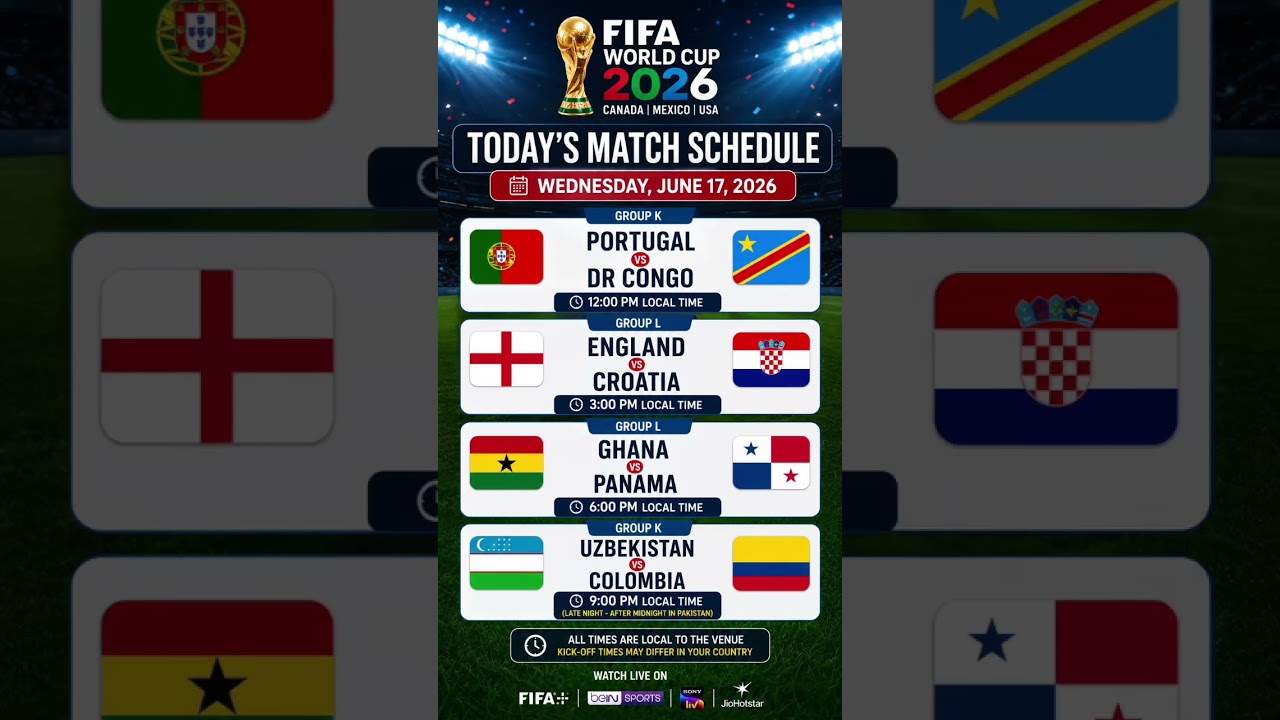 Today's FIFA World Cup 2026 Matches | June 17, 2026 Schedule ⚽ #Shorts