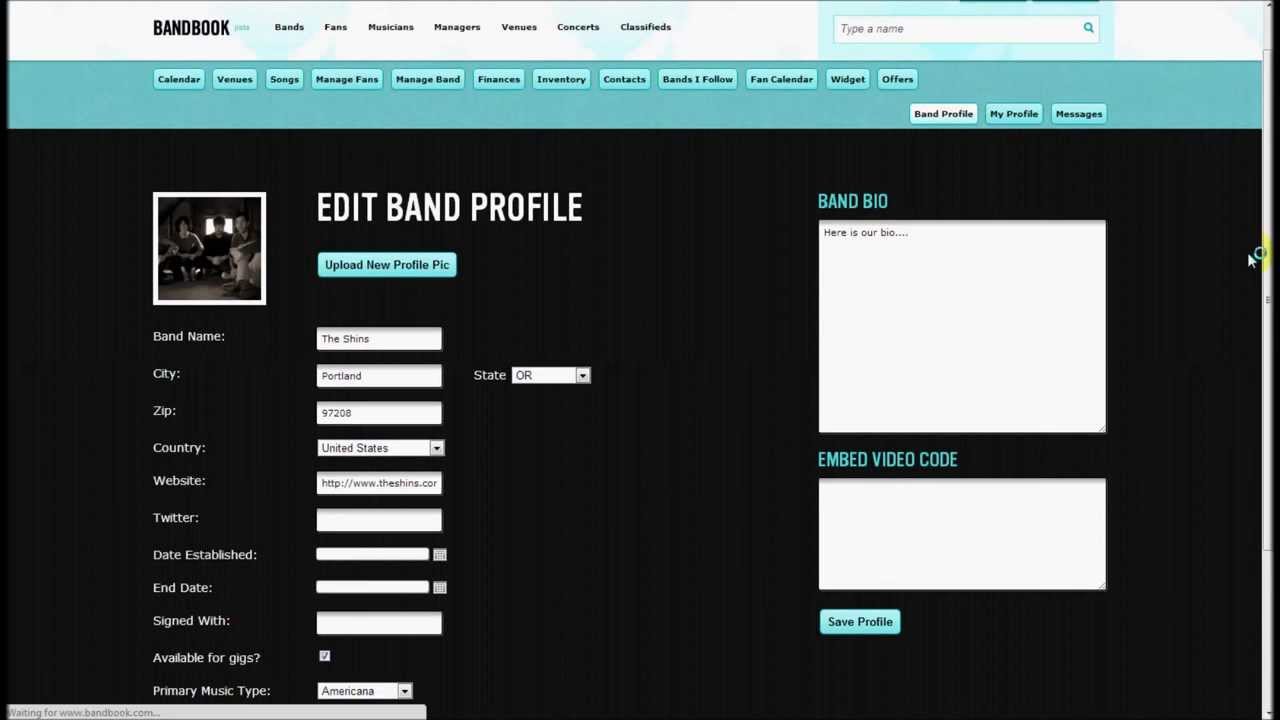 Create a Bandbook.com band account in seconds!