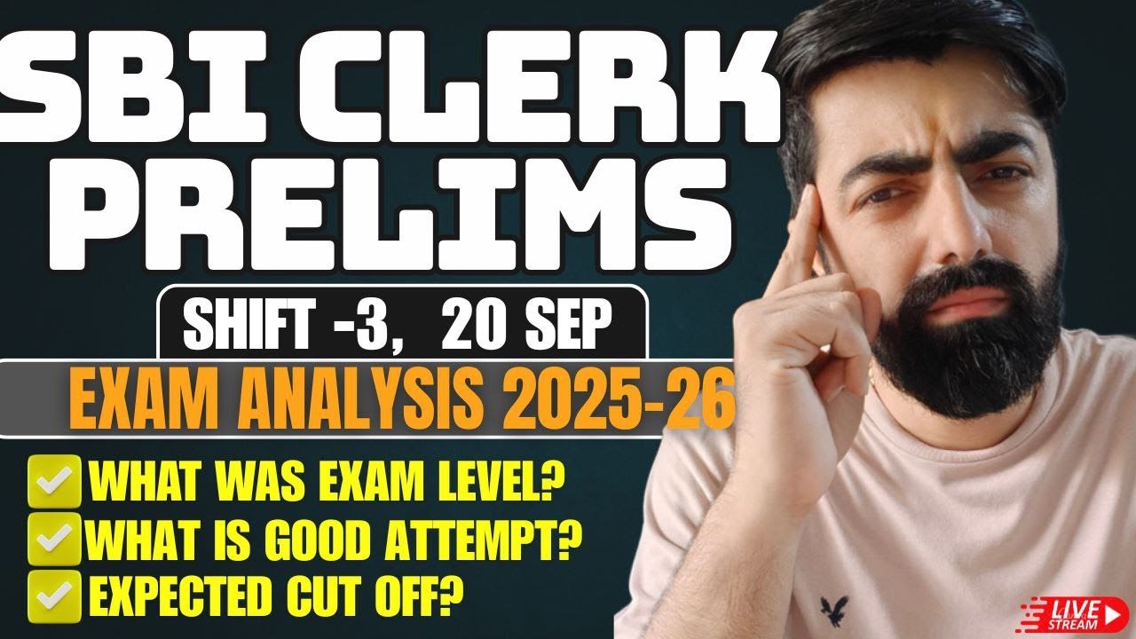 SBI CLERK PRE 2025 Exam Analysis, Shift - 03 || Safe Attempts & Exam Level || By Dhruva Sir