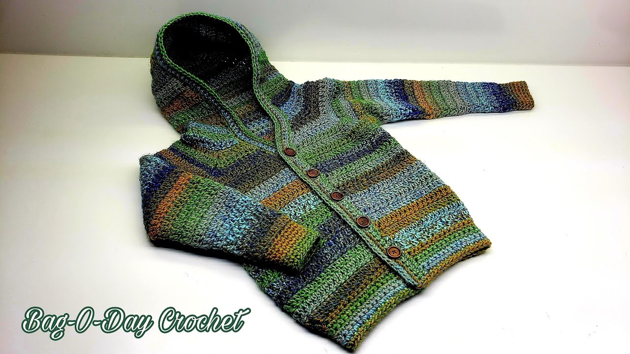 Easy Crochet Toddler Sweater | Boys  Girls Hooded Cardigan | BAGODAY CROCHET TUTORIAL 516