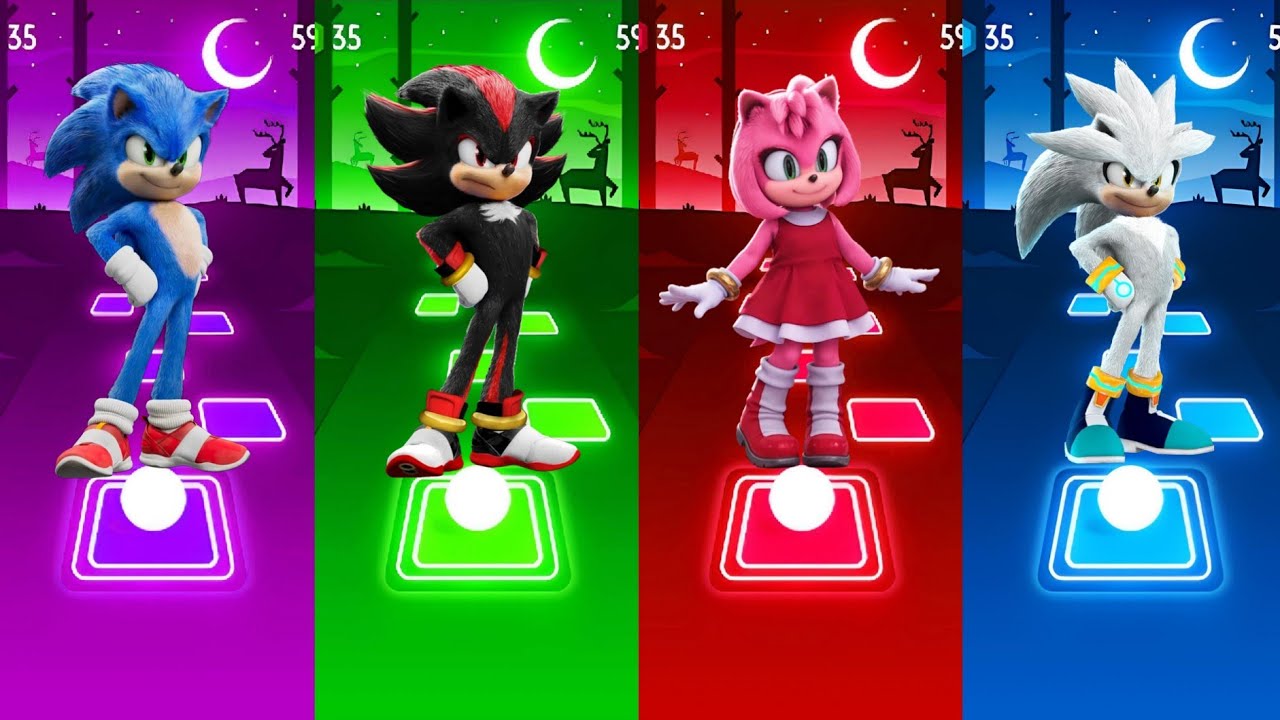 SONIC MOVIE  🆚 SHADOW 🆚 AMY ROSE 🆚 SILVER | Tiles Hop Sedm rush