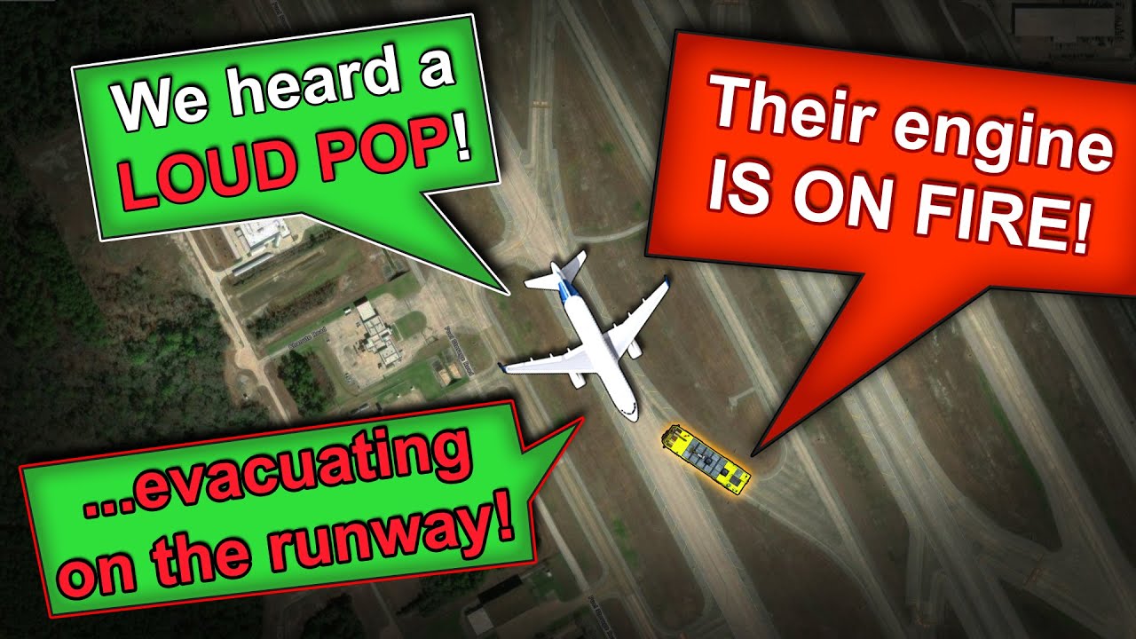 Engine CAUGHT FIRE during takeoff roll at Houston Airport. REAL ATC