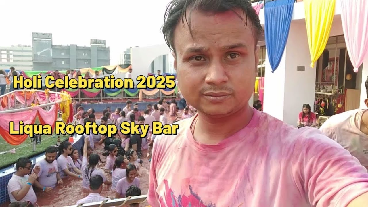 Holi Party at Liqua Rooftop Poolside Bar । #holi #holi2025
