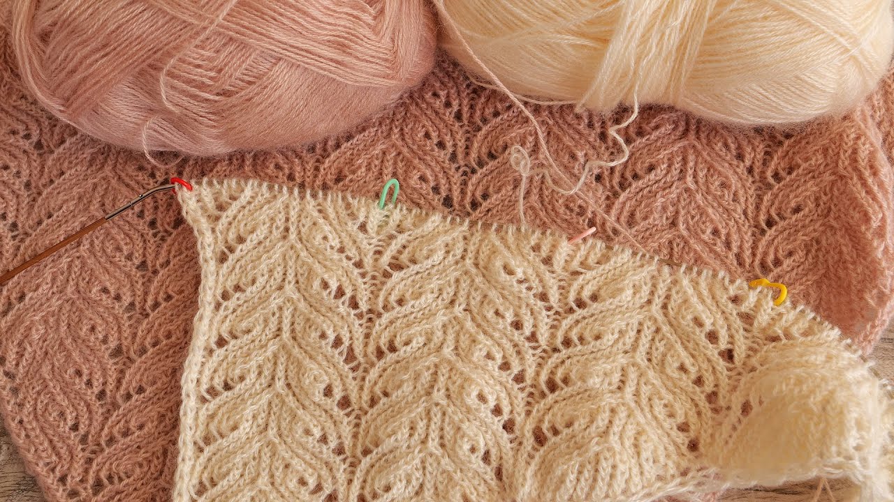 Кружевной узор спицами 🦚 Knitting lace pattern
