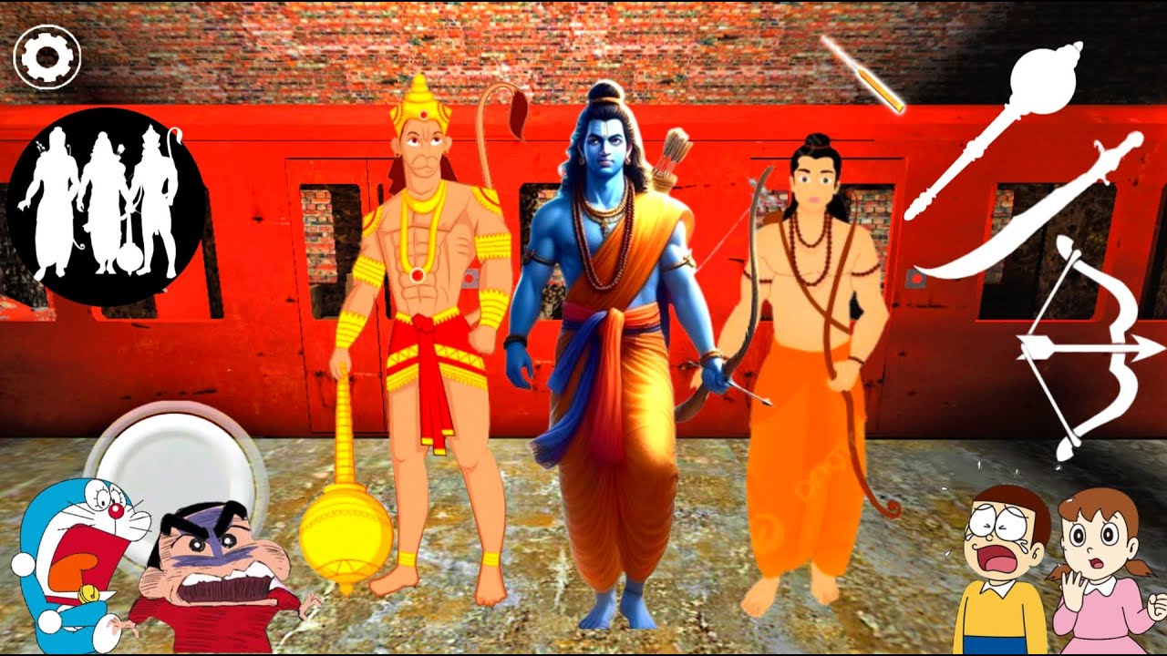 Ram Ji, Laxman Ji Aur Hanuman Banke Kiya Train Escape in Granny 3 With Doraemon Nobita And Friends