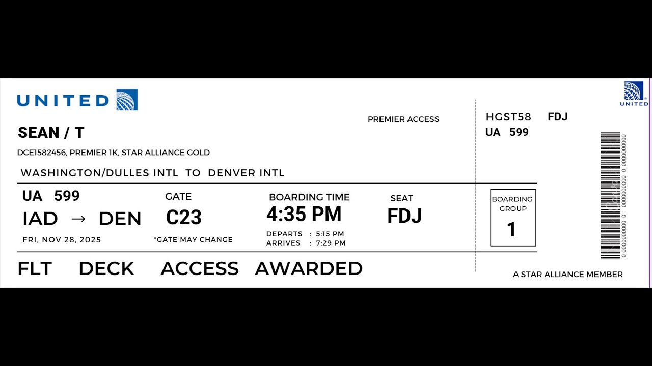 Real Ops United Airlines Flight 599 Washington Dulles to Denver Intl Airport