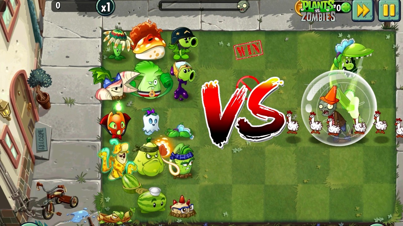 PvZ 2 - Random Plants Team VS Chicken & Gargantuar Zombie - who will win ? #pvzgameplay
