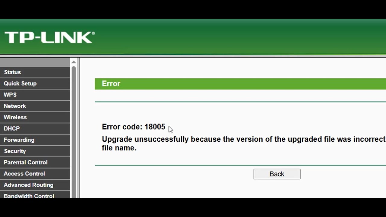 How to fix Error code 18005 Firmware Upgrade TP Link router WR841N v10