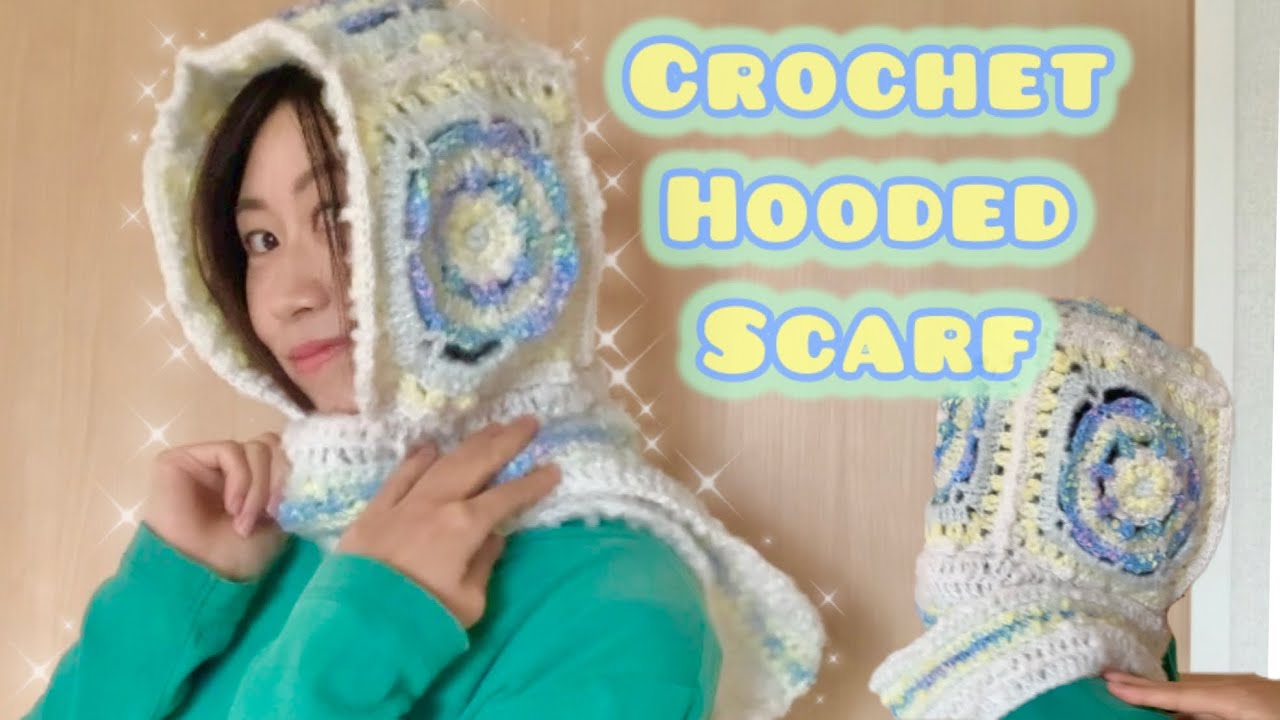 I crocheted a Hooded scarf⛄️❄️