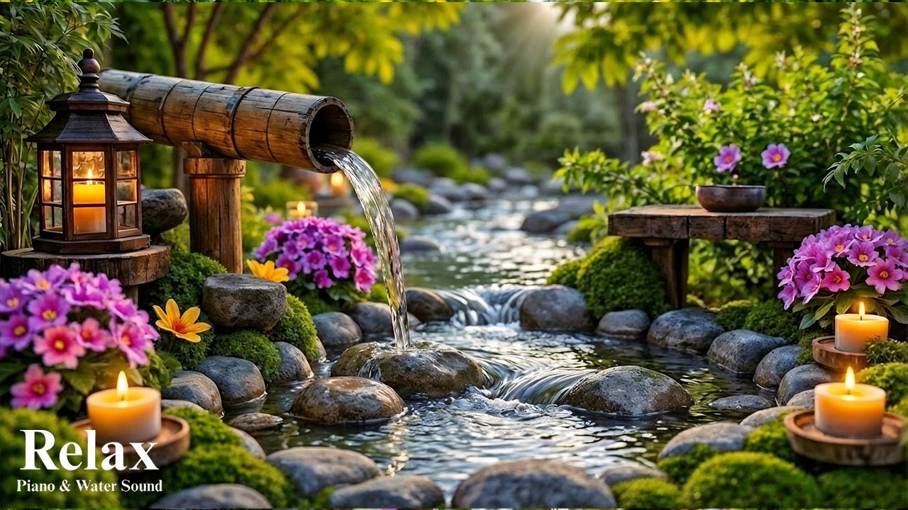 Relaxing Piano + Flowing Water Sounds 🌿Deep Sleep Music to Release Mental Fatigue & Tension