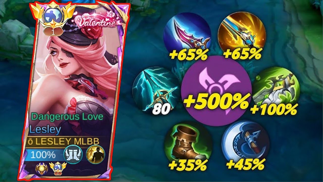 BUILD TOB GLOBAL LESLEY NO 1 INDONESIA 1HIT BIKIN LAWAN AUTO LARI | MOBILE LEGENDS BANG BANG