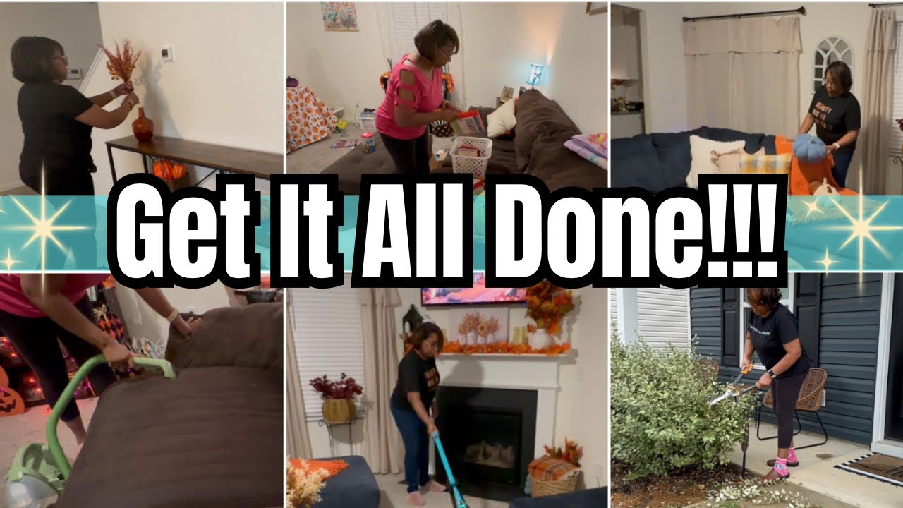 GET IT ALL DONE WITH ME! 🧼💪 | Couch Deep Clean, Hedge Trimming, Declutter + Organize & Decor Refresh