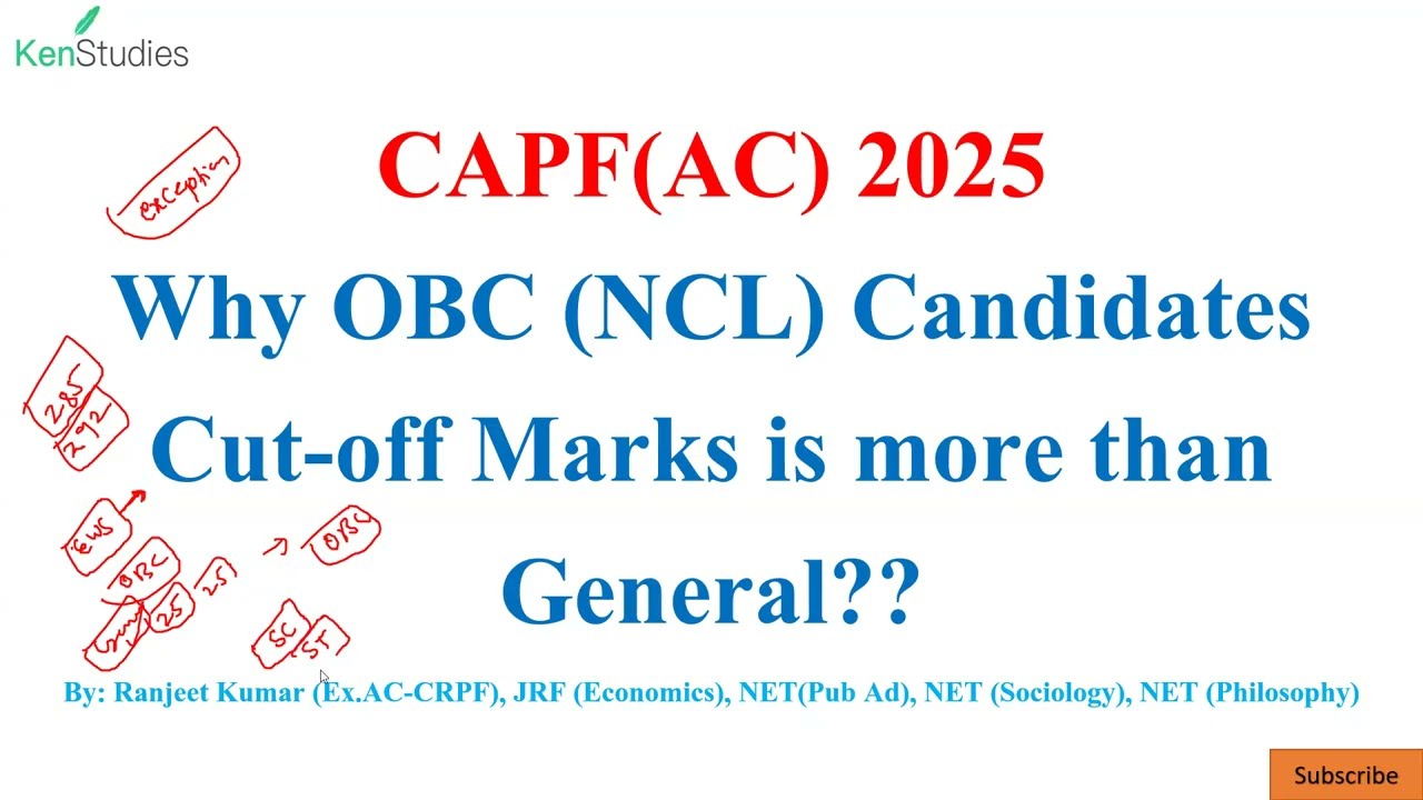 CAPF (AC) 2025 Why OBC (NCL) Candidates Cut-off Marks is more than General Category??