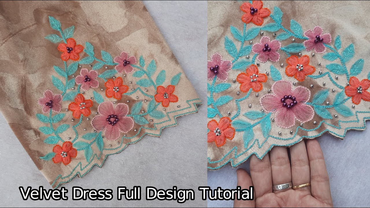 Velvet Dress Design Full Tutorial _ Winter Velvet Trousers, Sleeves And Daman design _Sewing hacks