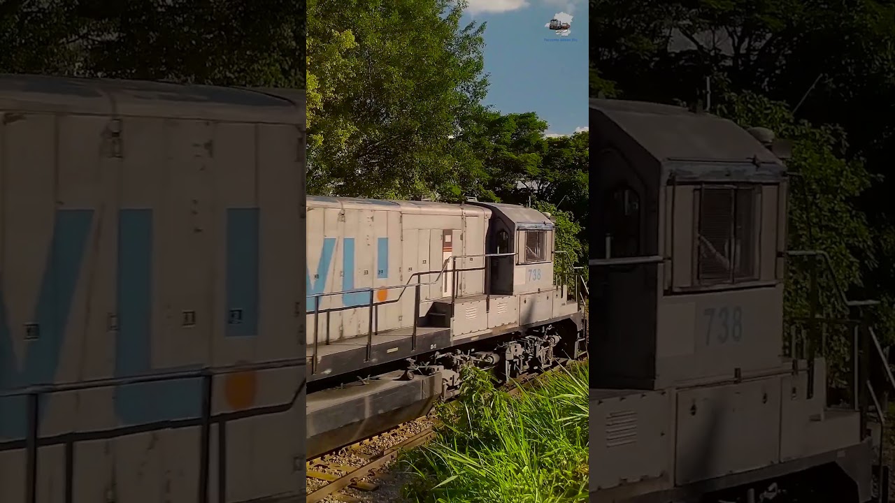 TREM VAZIO COM 4 LOCOMOTIVAS PASSANDO PELA SAIDA DO P&Aacute;TIO DE PERD&Otilde;ES EM DIRE&Ccedil;&Atilde;O A CANA VERDE