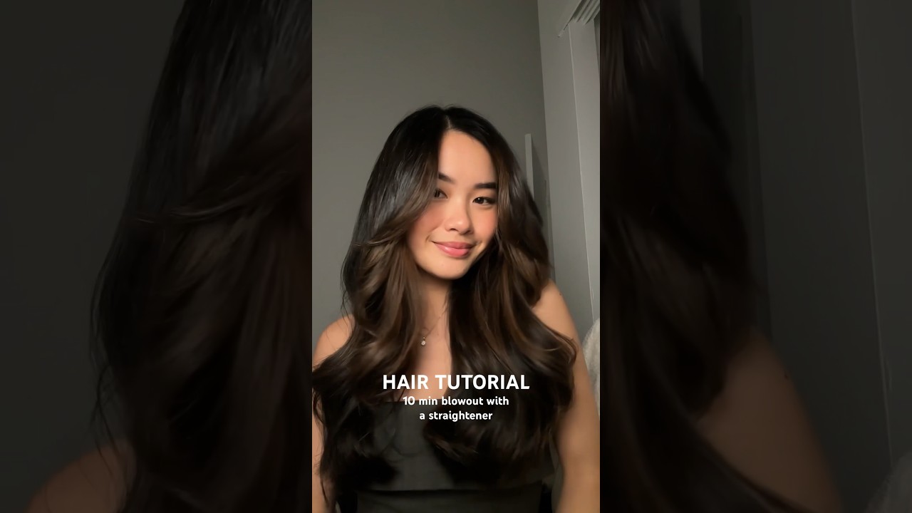 quick & easy BLOWOUT hair tutorial with a straightener #shorts #hairtutorial