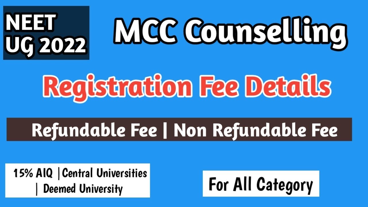 MCC Counselling Registration Fee Details For Government & Deemed Universities |Nursesprofile