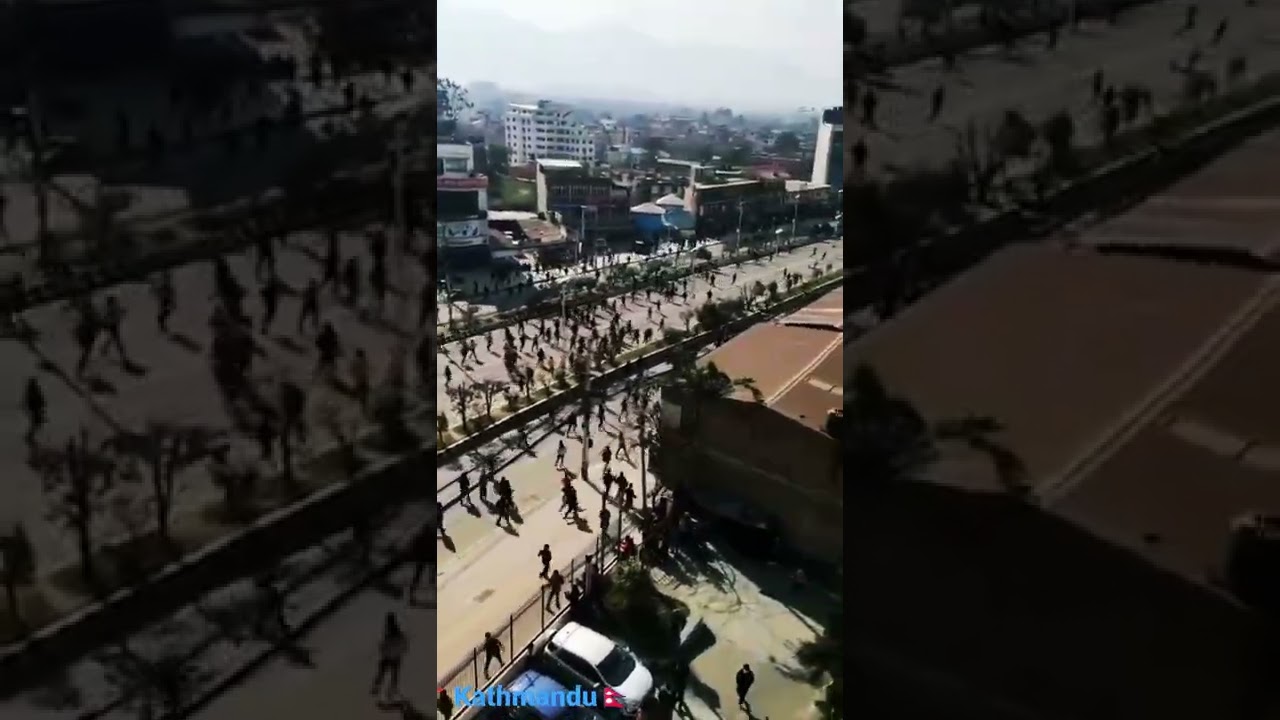 Kathmandu gangster ( cops pushing away crowd ). #cops #crowd #kathmandu #aandolan #strike #MCC