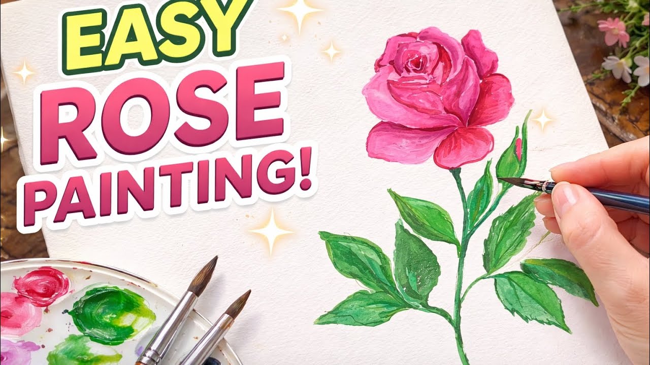 Watch This Simple Rose Bloom on My Canvas 🌹 💕💕|Easy Acrylic Painting for Beginners