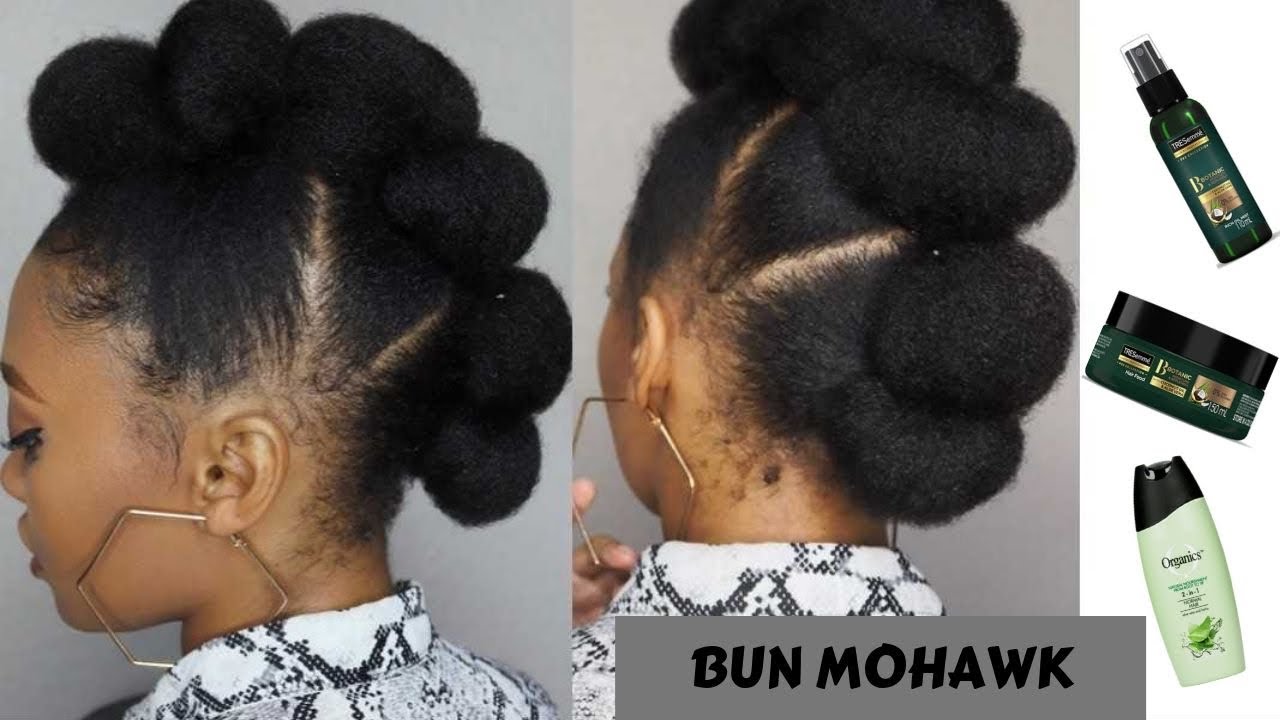 Easy Natural Hairstyle | Natural Hair Faux Bun-Hawk | Tresemme Botanic & Organics | Type 4b/4c Hair.