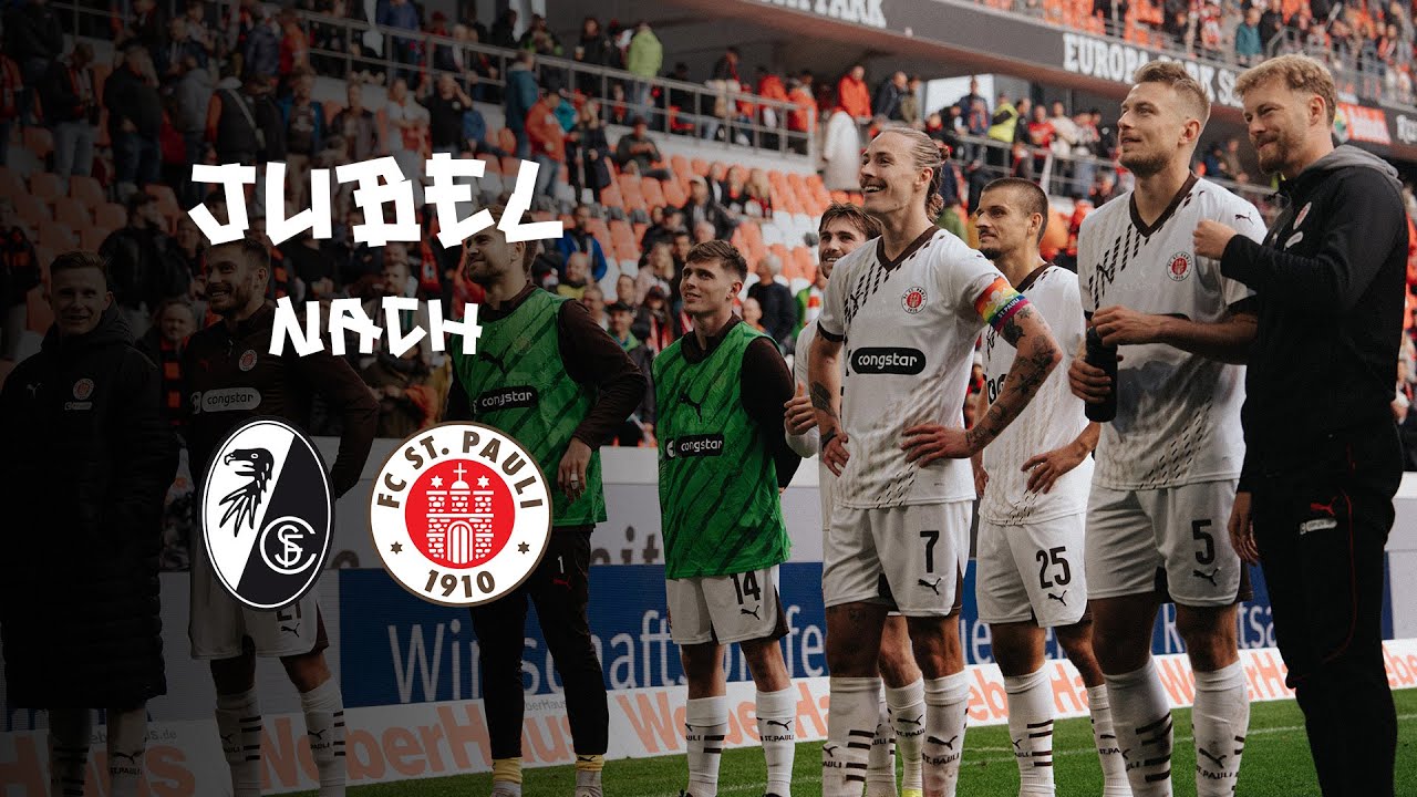 Jubel nach dem Sieg beim SC Freiburg