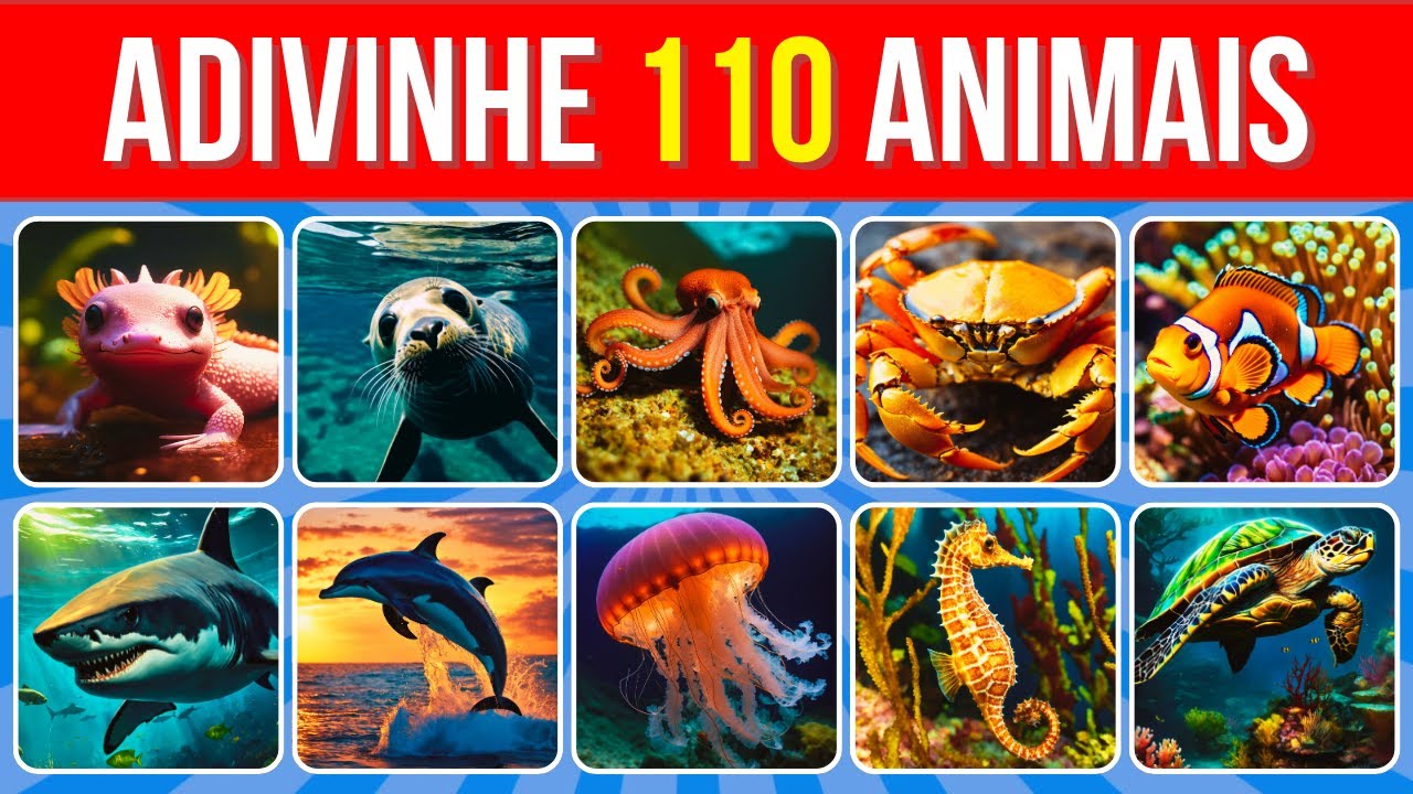 Adivinhe 110 ANIMAIS MARINHOS em 5 segundos |Do FÁCIL ao IMPOSSÍVEL