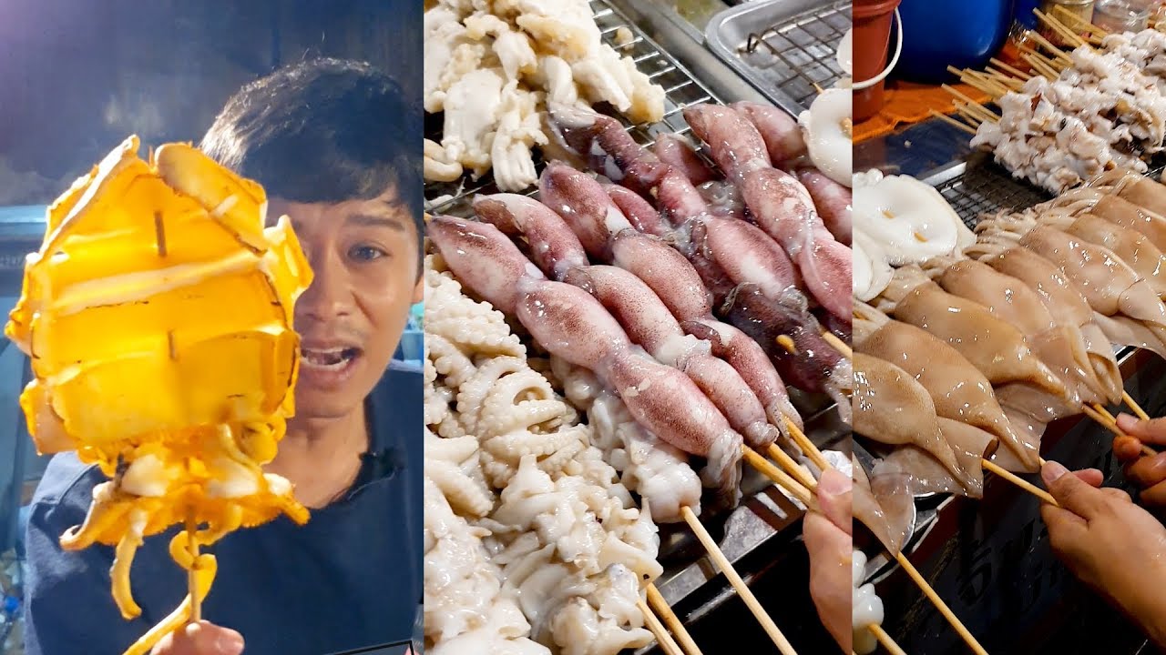 หมึกย่าง ปลาหมึกกระดองยักษ์  ร้านนี้เนื้อมันเด้ง น้ำจิ้มมันแซ่บ | เอิร์ธสดชื่น