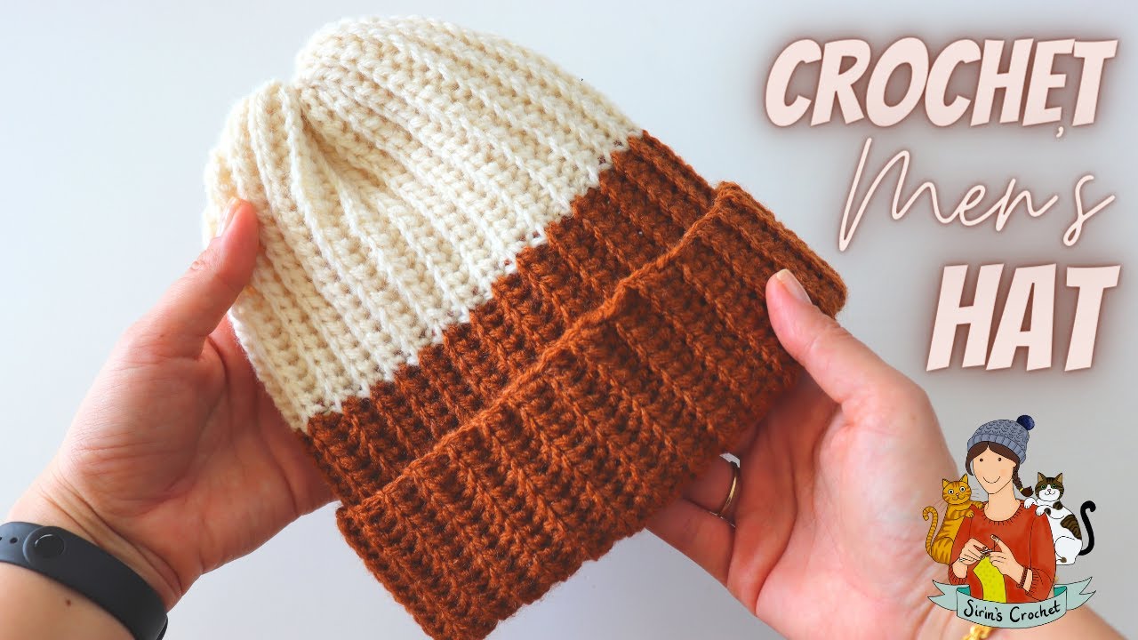 Crochet Basic Beanie With Two Colours / Men's Hat