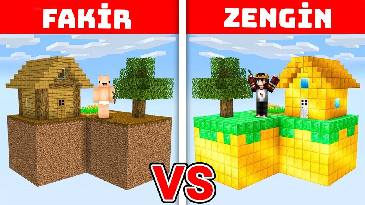 1000$ ZENGİN ADA VS 1$ FAKİR ADA - Minecraft
