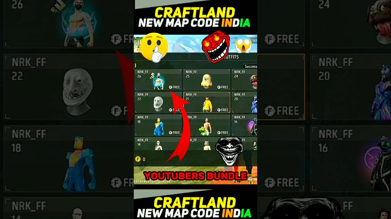 UNLIMITED DIAMONDS 💎 MAP CODE 🤫 IN FREE FIRE | CRAFTLAND CODE 😱#trending#freefire#freediamonddimond