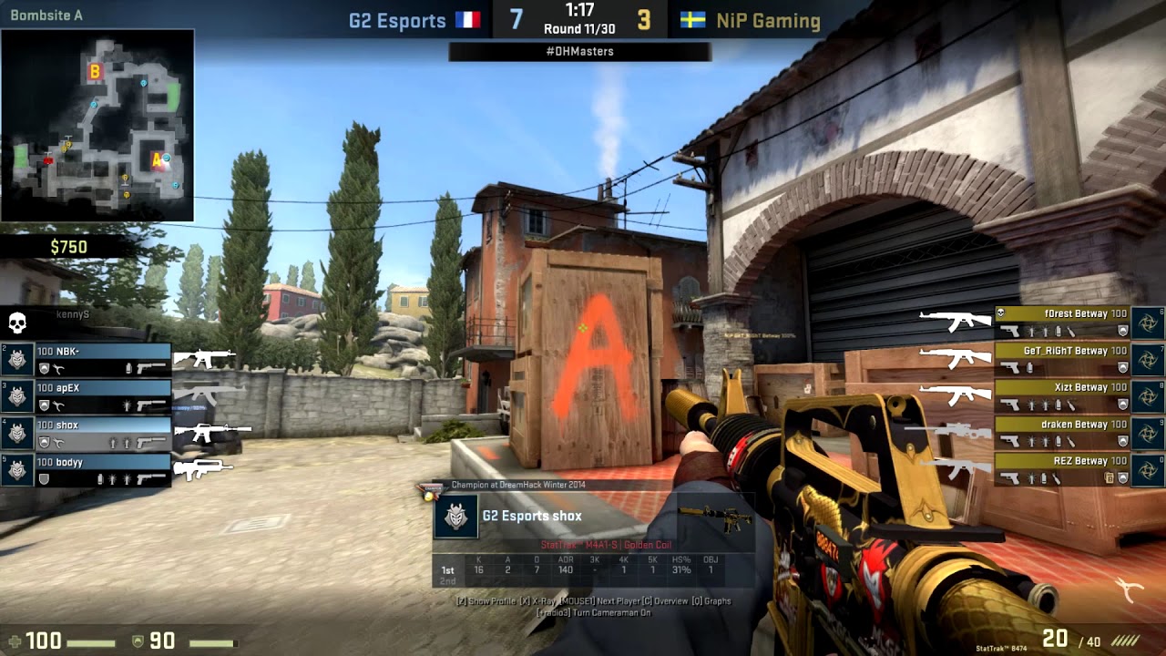 CS:GO POV Demo G2 Shox (28/17) vs NiP (de_inferno)