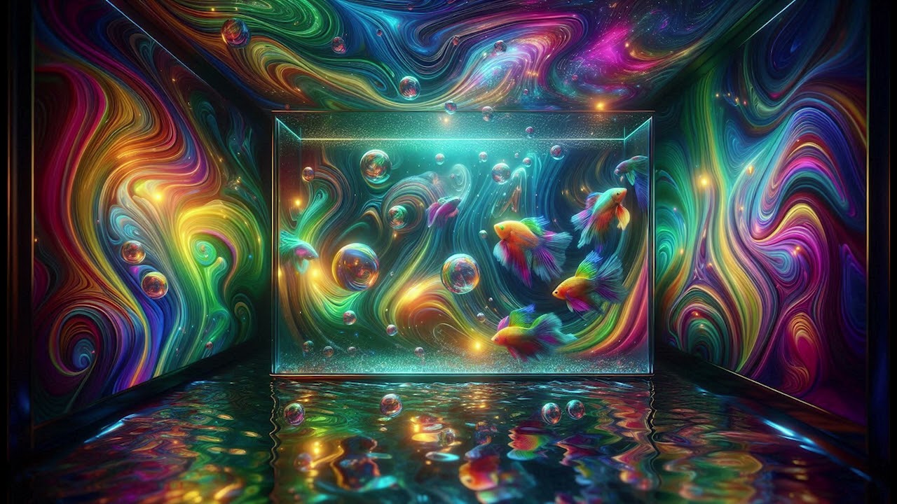 Psychedelic Fish Aquarium Wallpaper / Background with ASMR Rain Sound