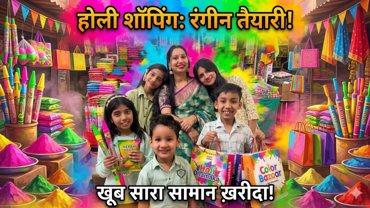 Holi Vlog 2026🌈 | Jyoti Aur Bachon ne ki holi shopping 🛍️ #super7wondervlogs 
