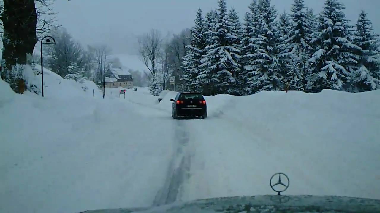 2010 Autofahrt Altenberg OT Schellerhau (Erzgebirge) Hauptstraße K9045 Ende Dezember 2010