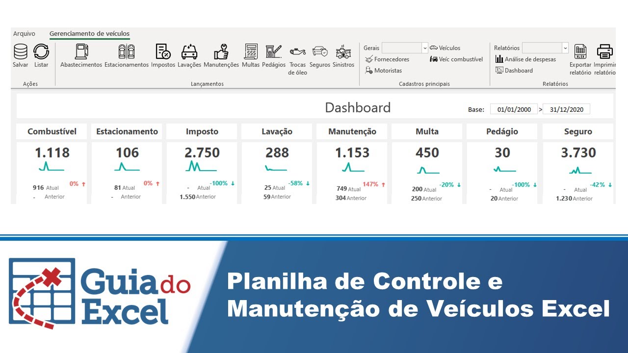 Planilha de controle de frota de  veículos Excel