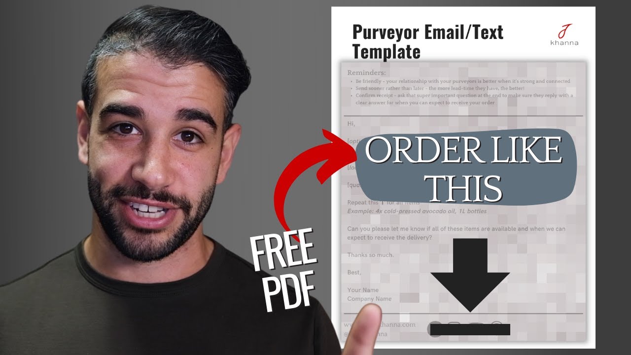 Chef's Ordering Email - Help Your Purveyors Help You